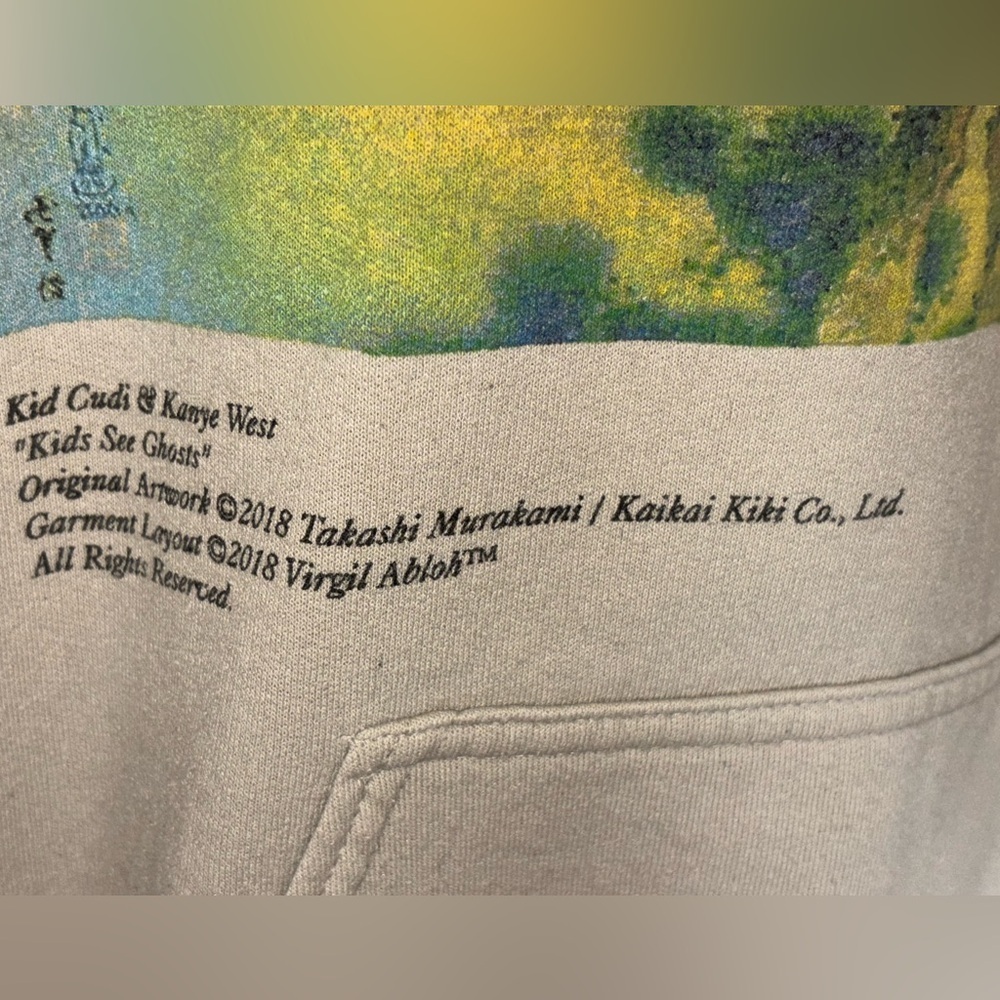 Kanye West Kid Cudi Kids See Ghosts Album Hoodie Large Beige Brown Tour Pullover - Picture 8 of 10